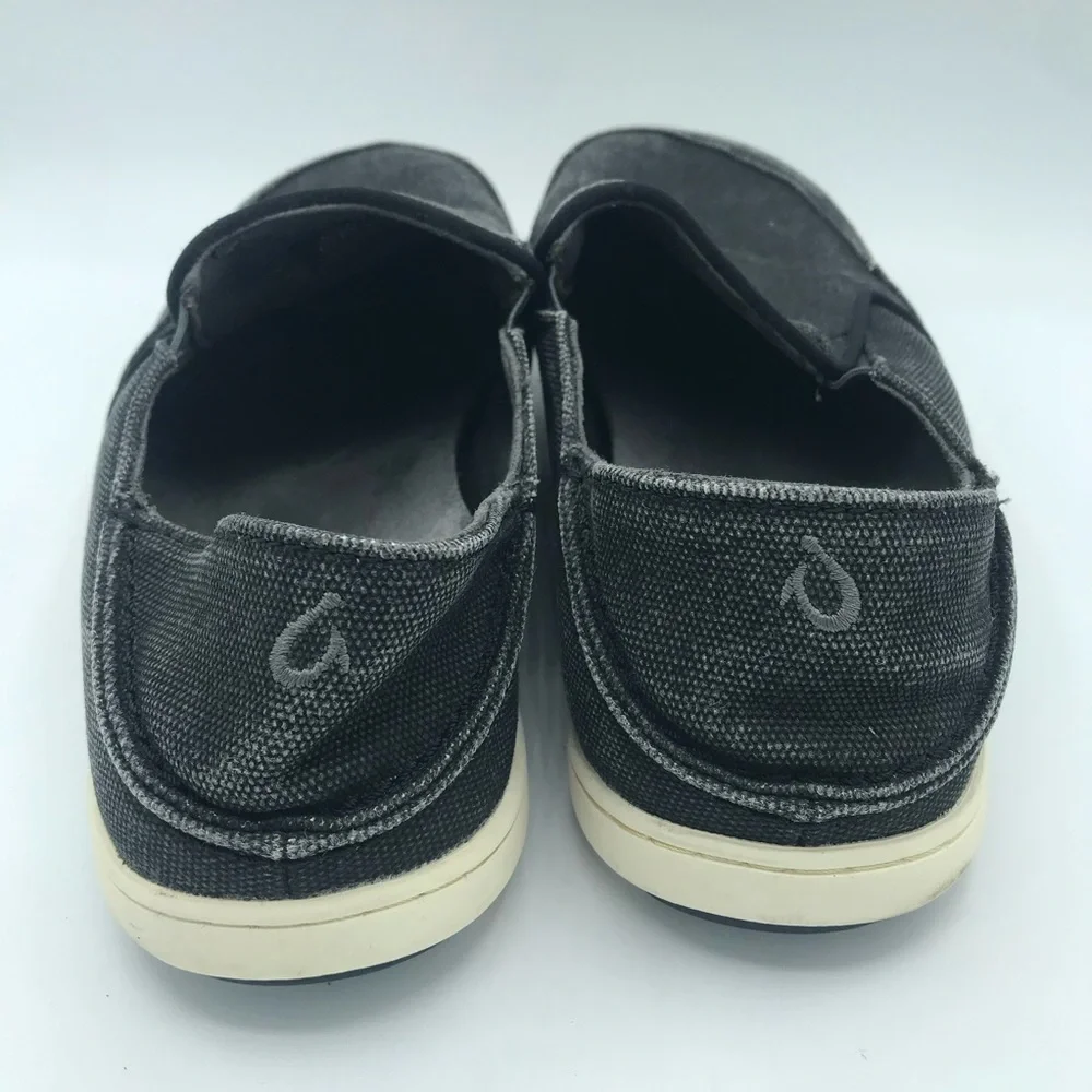 OLUKAI NOHEA LOLE GRAY CANVAS‎ SLIP ON SHOES MENS SZ 8